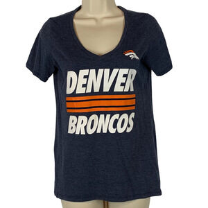Denver Broncos Nike Womens T-Shirt Gray White Heathered V Neck Short Sleeve S